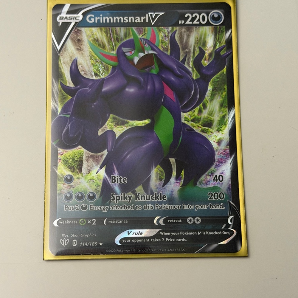 Pokemon Trading Card - Grimmsnarl V - Purple and Green
